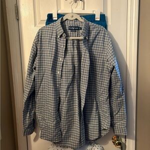 Ralph Lauren Blue and White Plaid Button-Down Shirt